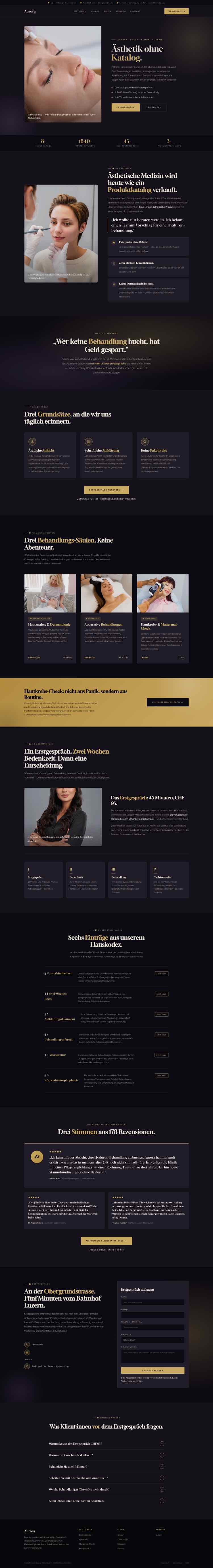 Beauty Klinik, Beispielseite Webdesign Schweizer Mittelstand