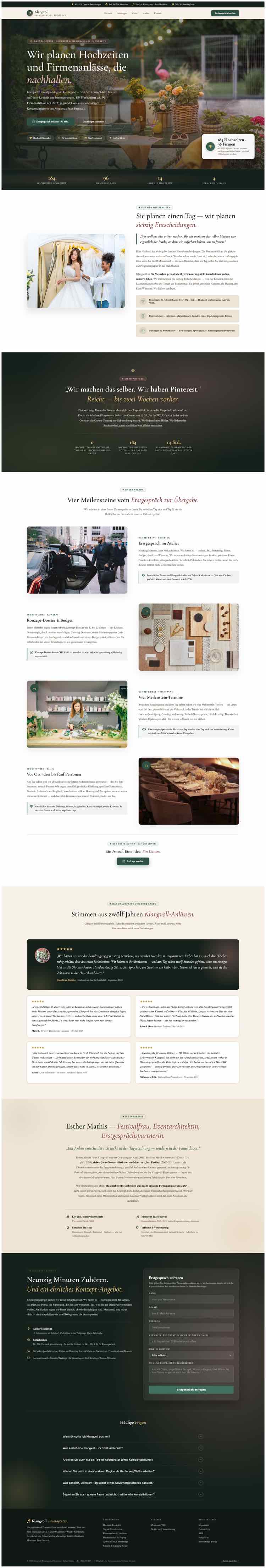 Eventagentur, Beispielseite Webdesign Schweizer Mittelstand