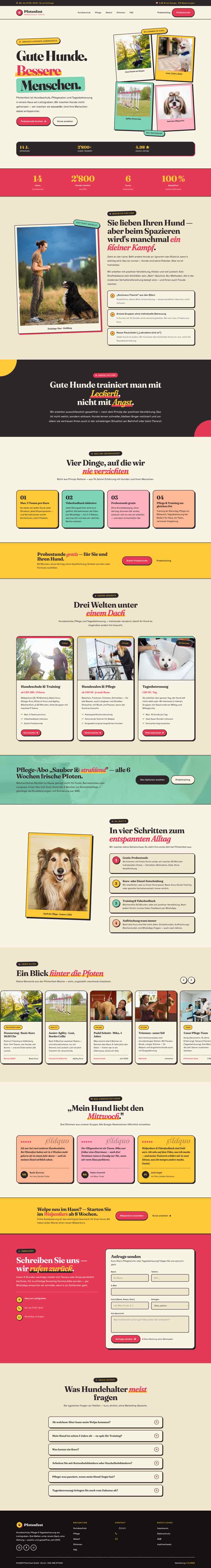 Hundeschule, Beispielseite Webdesign Schweizer Mittelstand