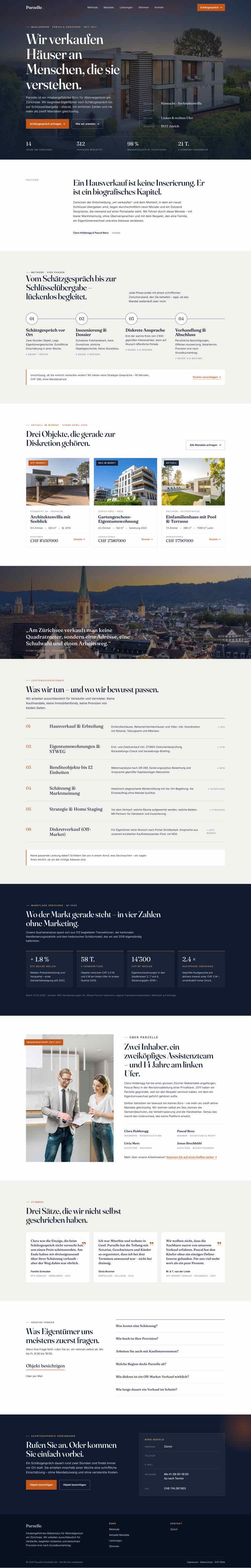 Immobilien, Beispielseite Webdesign Schweizer Mittelstand