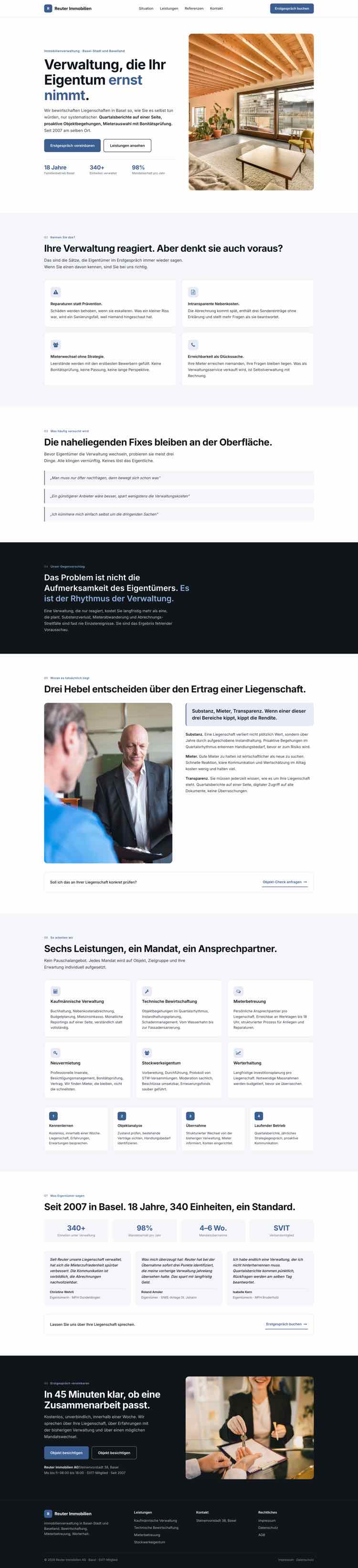 Immobilien, Beispielseite Webdesign Schweizer Mittelstand