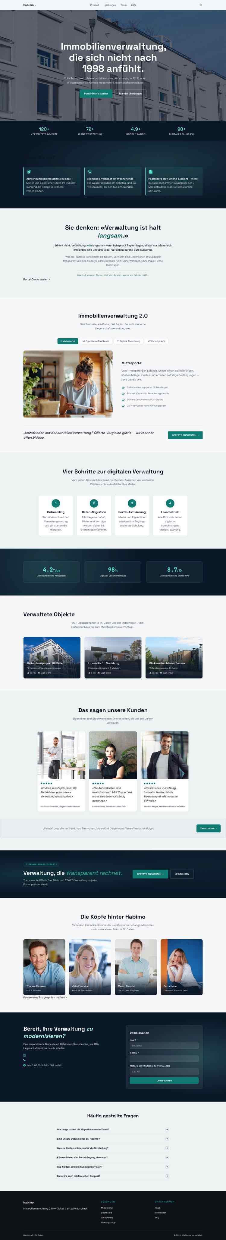 Immobilienverwaltung, Beispielseite Webdesign Schweizer Mittelstand