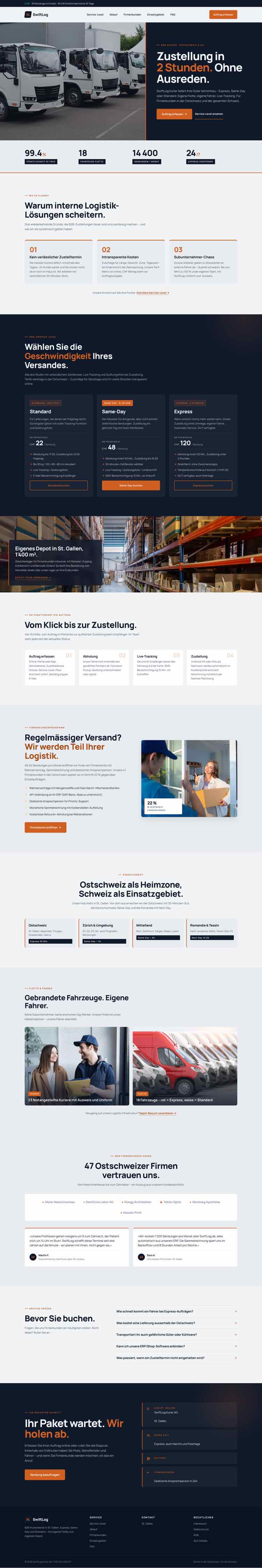 Kurier, Beispielseite Webdesign Schweizer Mittelstand