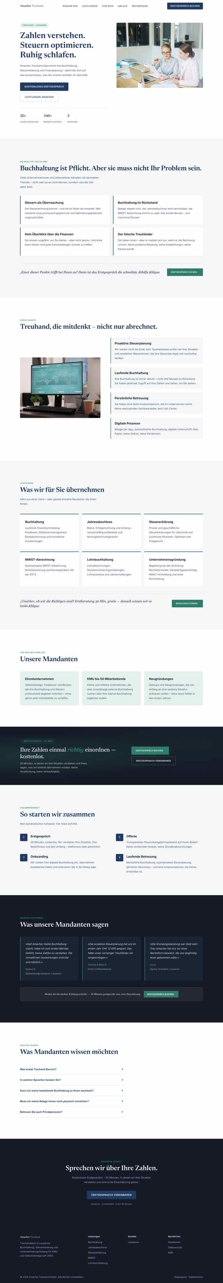 Treuhand, Beispielseite Webdesign Schweizer Mittelstand