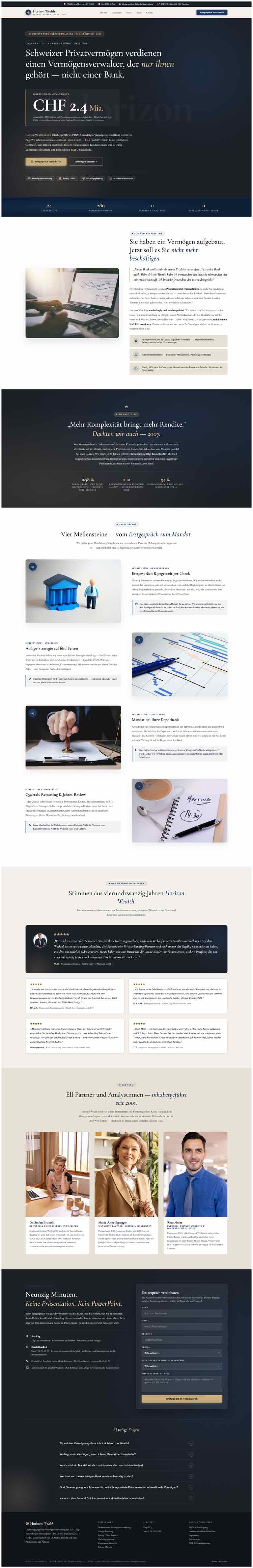 Vermögensverwaltung, Beispielseite Webdesign Schweizer Mittelstand