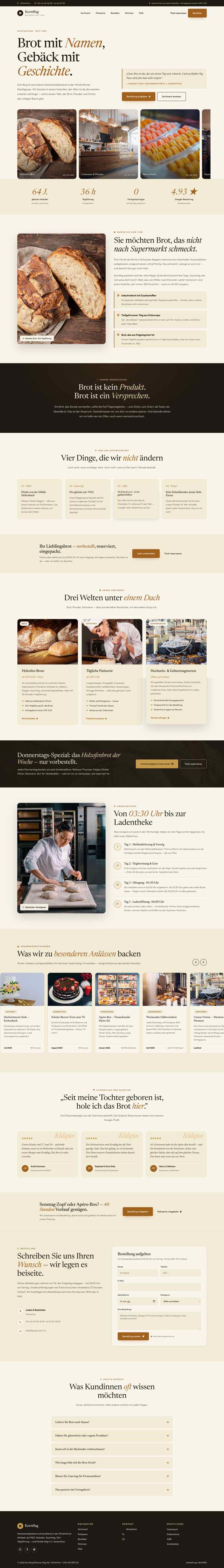 Bäckerei, Beispielseite Webdesign Schweizer Mittelstand
