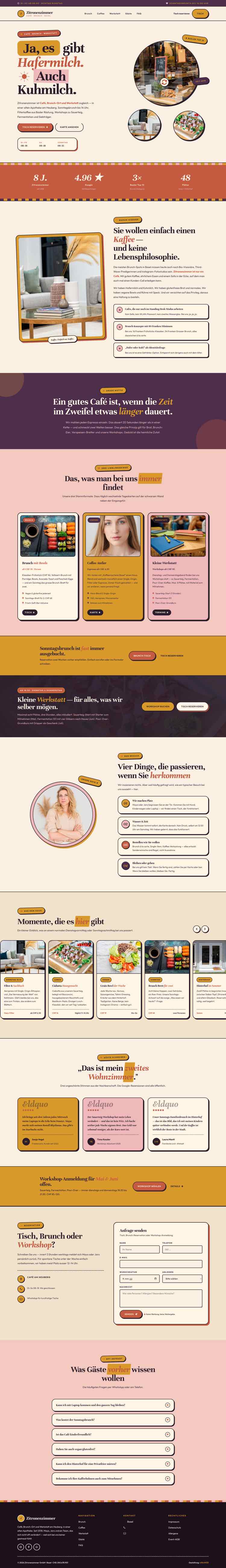 Café, Beispielseite Webdesign Schweizer Mittelstand