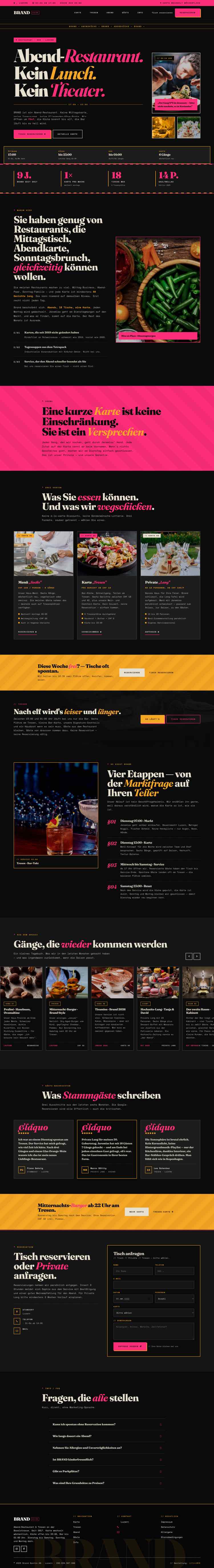 Restaurant, Beispielseite Webdesign Schweizer Mittelstand