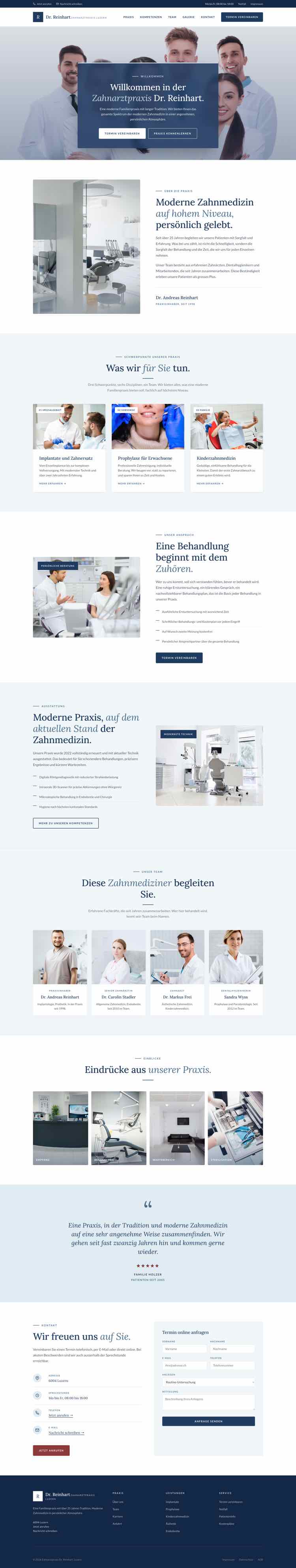 Zahnarztpraxis, Beispielseite Webdesign Schweizer Mittelstand