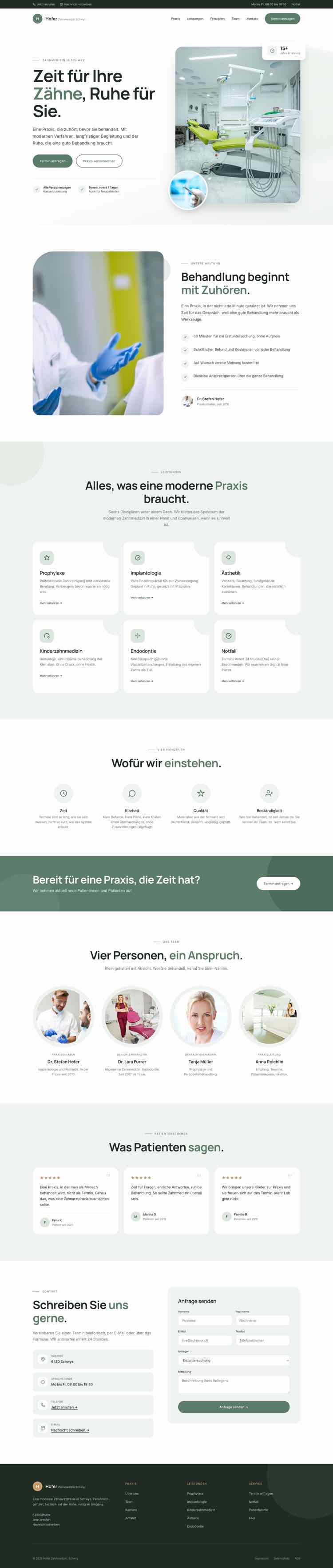Zahnarztpraxis, Beispielseite Webdesign Schweizer Mittelstand