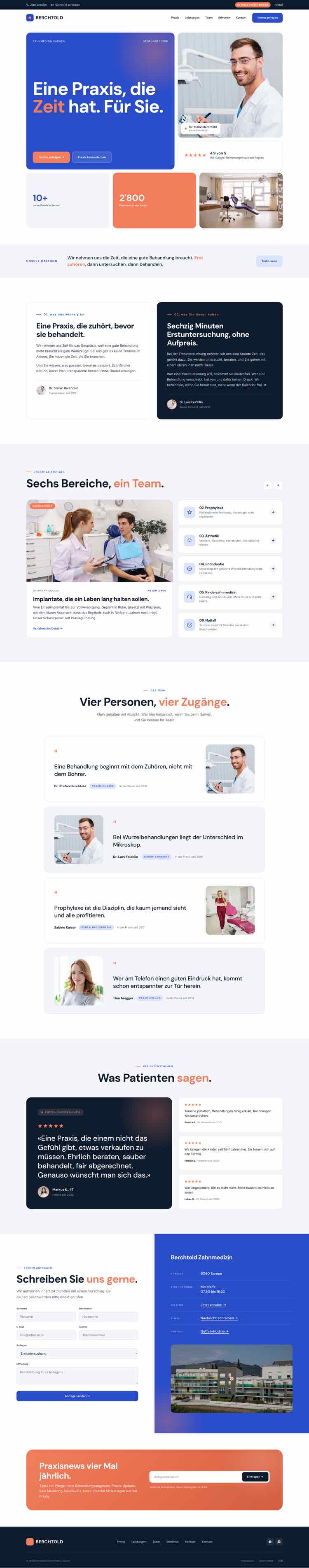 Zahnarztpraxis, Beispielseite Webdesign Schweizer Mittelstand