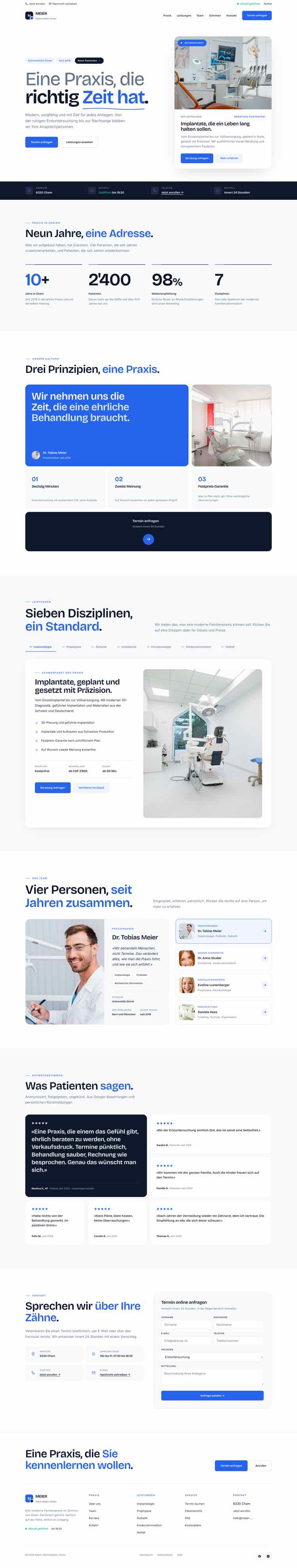 Zahnarztpraxis, Beispielseite Webdesign Schweizer Mittelstand
