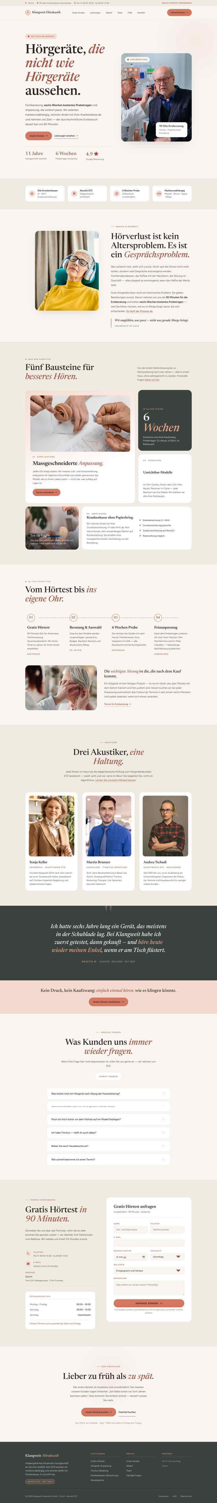 Hörakustik, Beispielseite Webdesign Schweizer Mittelstand