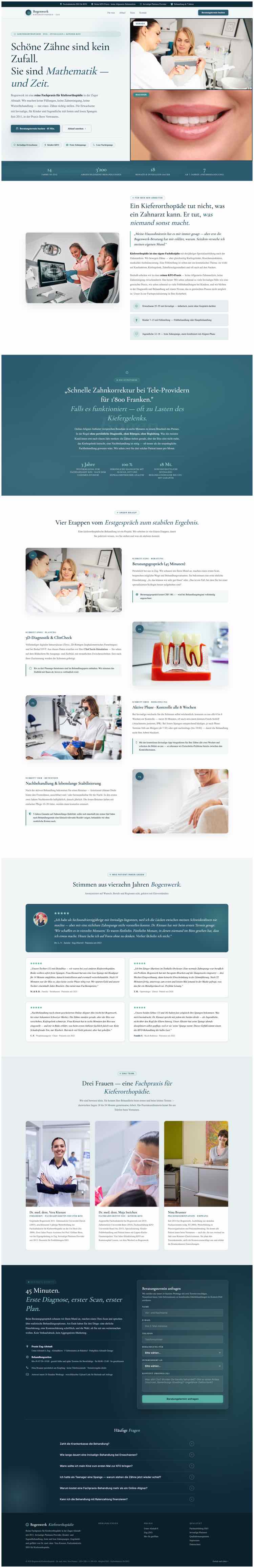 Kieferorthopädie, Beispielseite Webdesign Schweizer Mittelstand