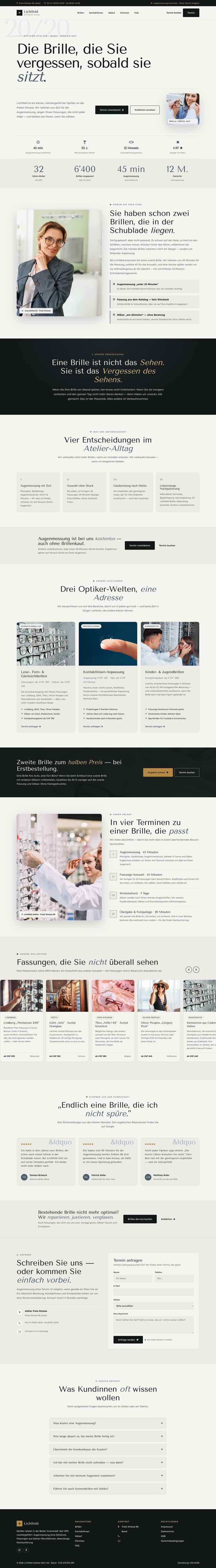 Optiker, Beispielseite Webdesign Schweizer Mittelstand