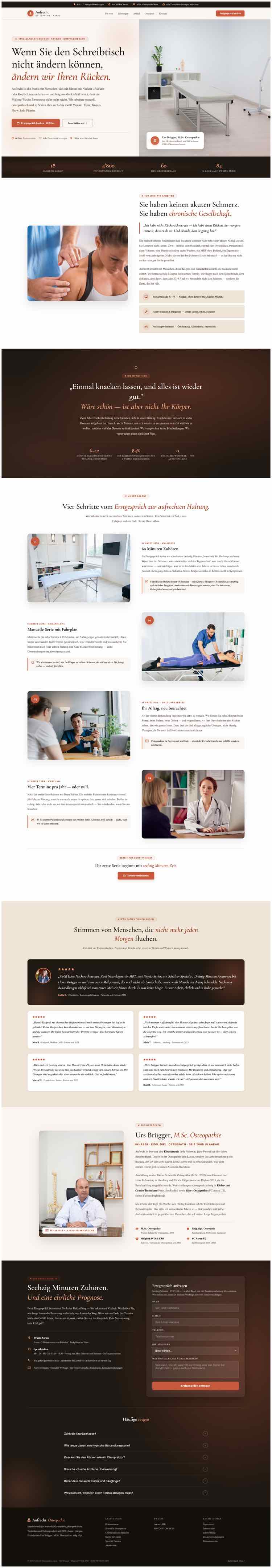 Osteopathie, Beispielseite Webdesign Schweizer Mittelstand