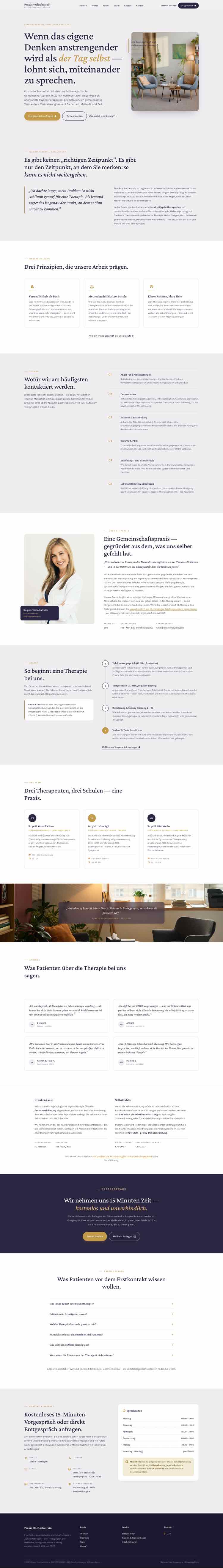 Psychotherapie, Beispielseite Webdesign Schweizer Mittelstand