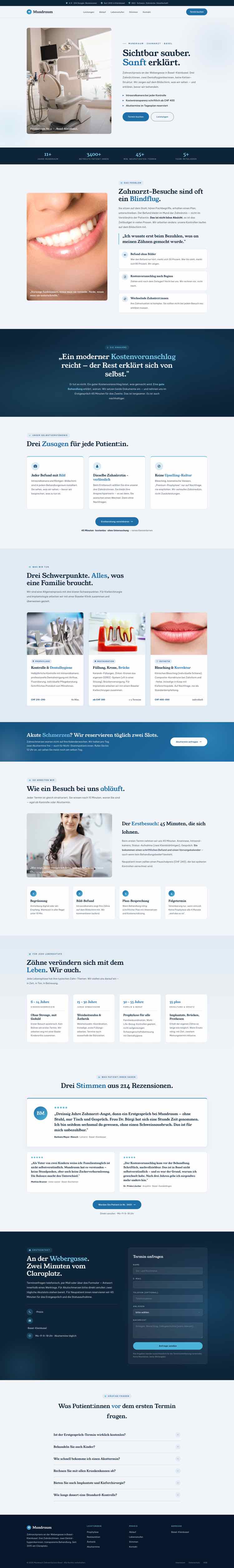Zahnmedizin, Beispielseite Webdesign Schweizer Mittelstand