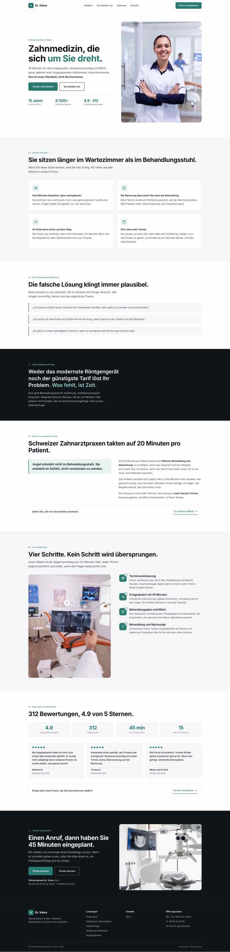 Zahnmedizin, Beispielseite Webdesign Schweizer Mittelstand