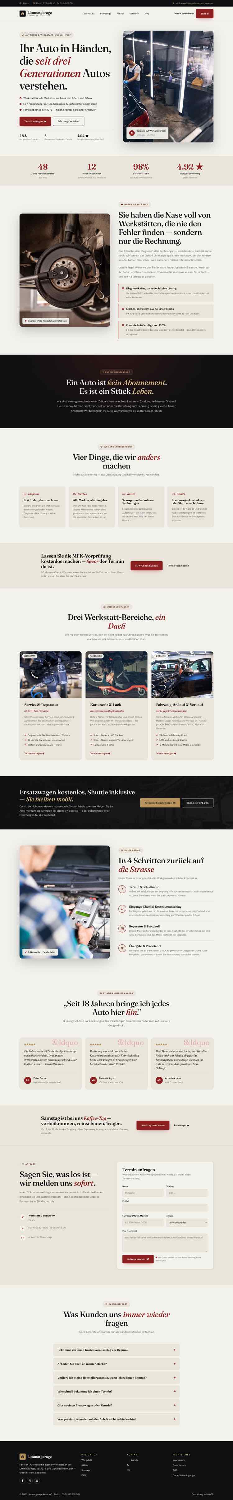 Autohaus, Beispielseite Webdesign Schweizer Mittelstand