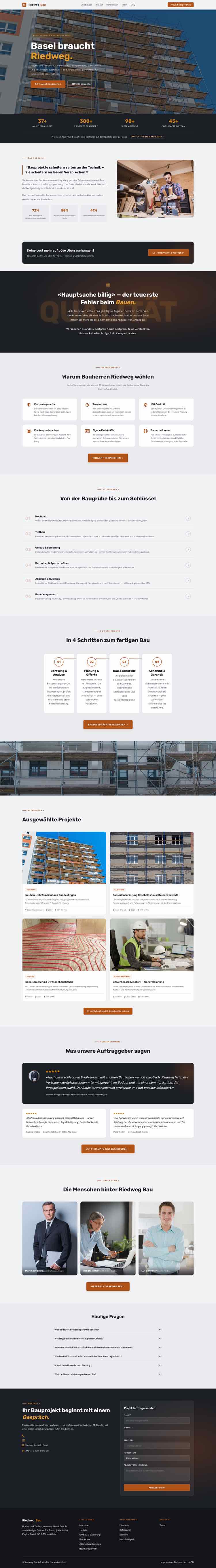 Baufirma, Beispielseite Webdesign Schweizer Mittelstand