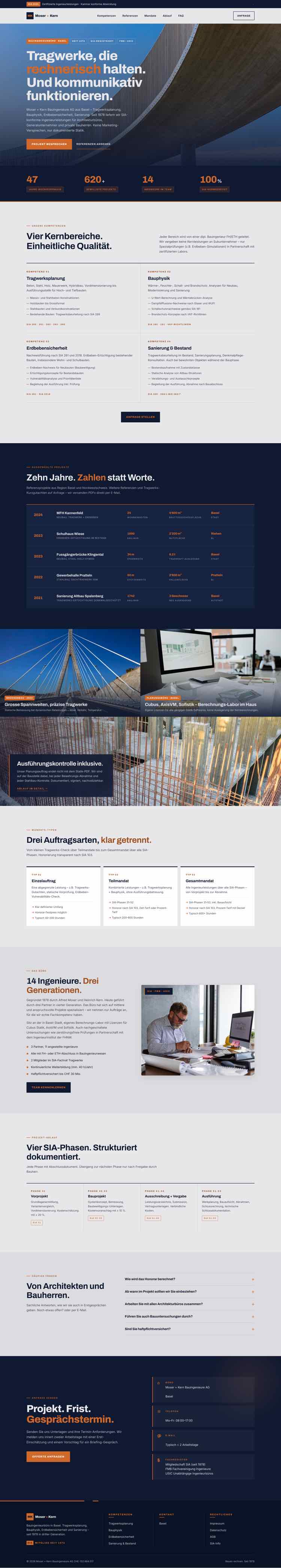 Bauingenieur, Beispielseite Webdesign Schweizer Mittelstand