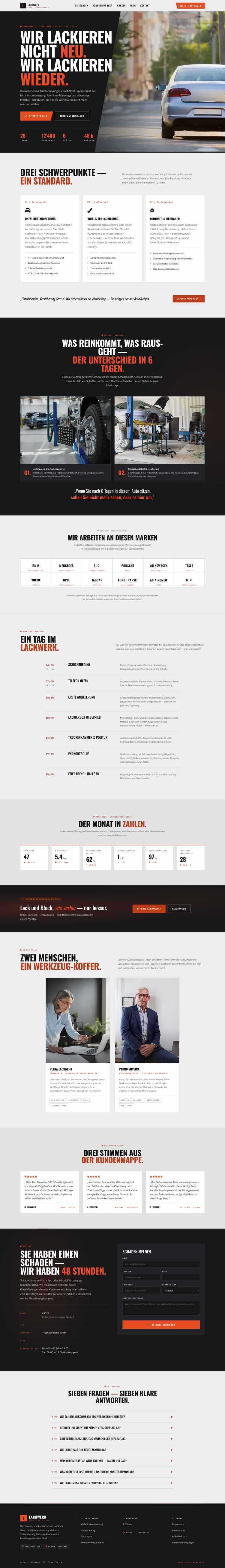 Carrosserie, Beispielseite Webdesign Schweizer Mittelstand