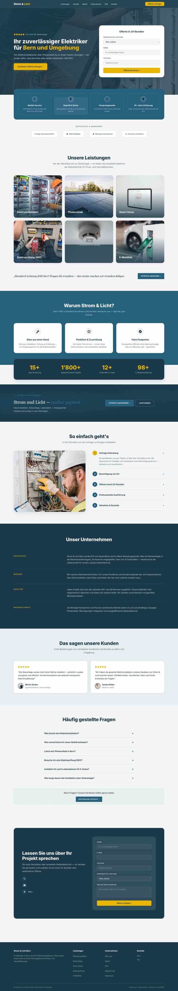 Elektro, Beispielseite Webdesign Schweizer Mittelstand