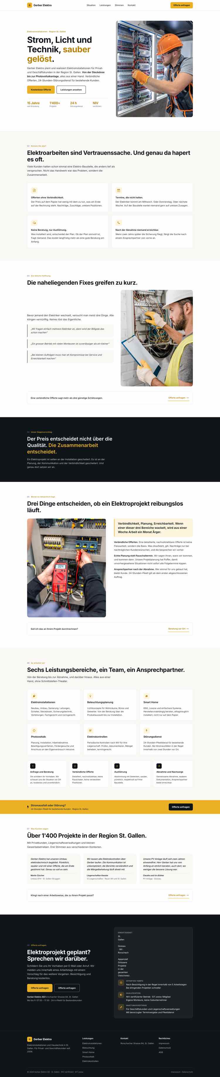 Elektro, Beispielseite Webdesign Schweizer Mittelstand