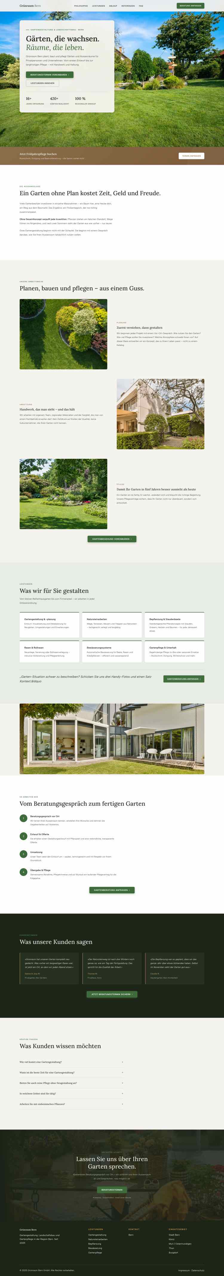 Gartenbau, Beispielseite Webdesign Schweizer Mittelstand