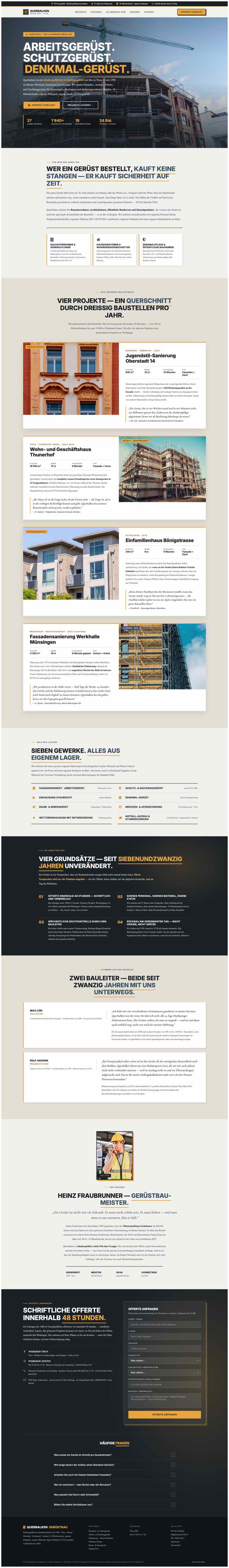 Gerüstbau, Beispielseite Webdesign Schweizer Mittelstand