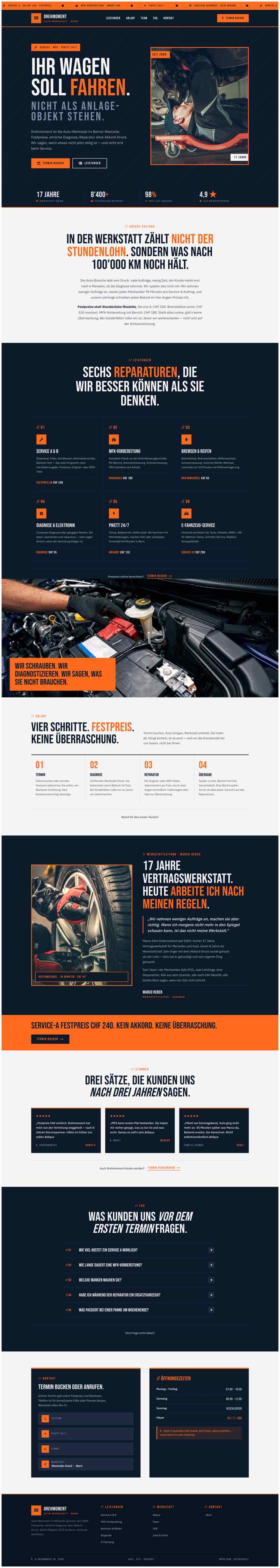 Mechaniker, Beispielseite Webdesign Schweizer Mittelstand