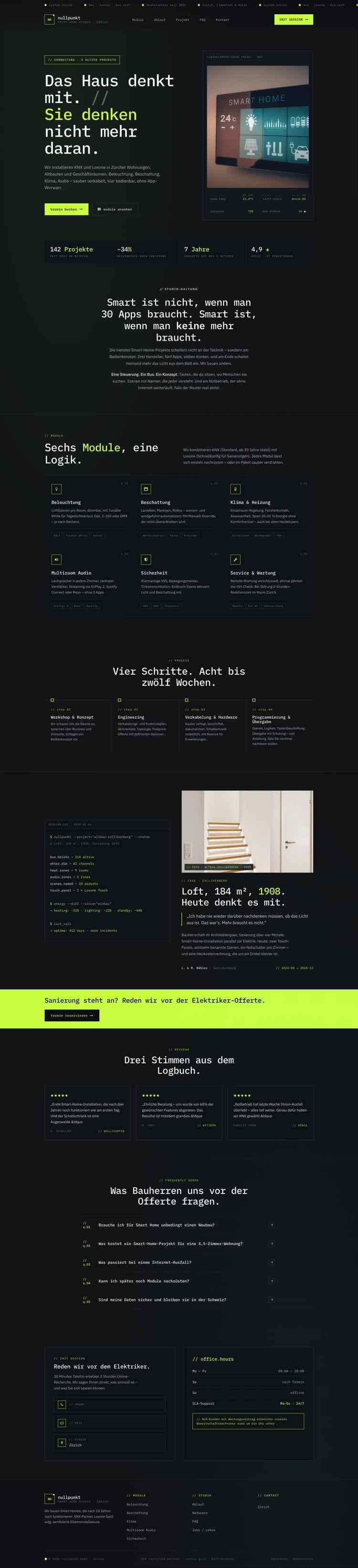 Smart Home, Beispielseite Webdesign Schweizer Mittelstand