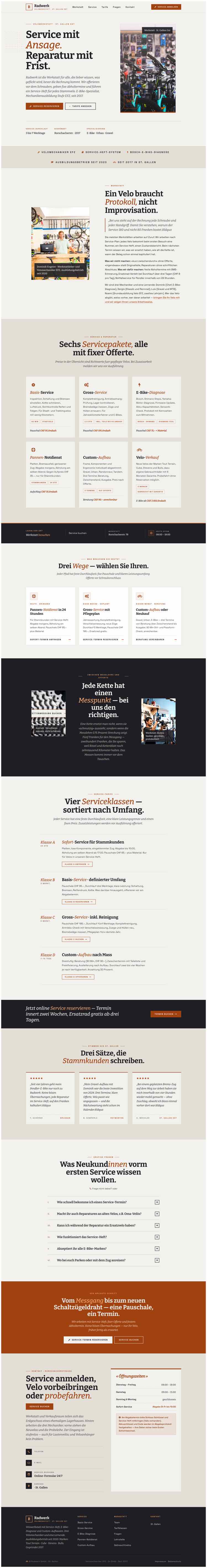 Velowerkstatt, Beispielseite Webdesign Schweizer Mittelstand