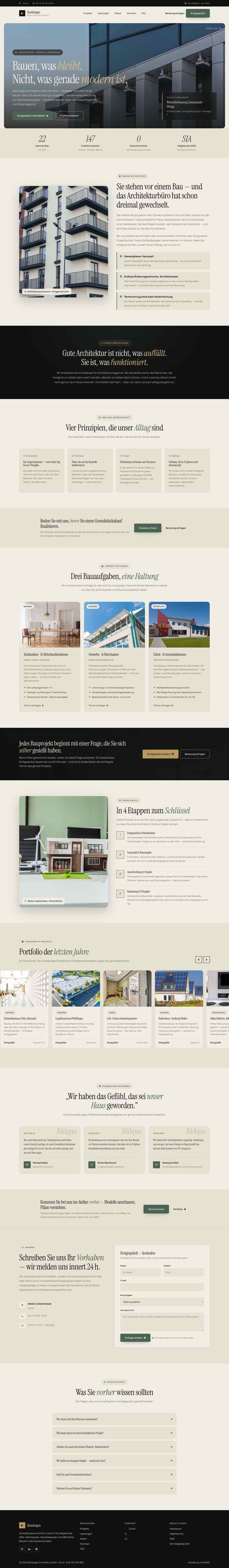 Architektur, Beispielseite Webdesign Schweizer Mittelstand