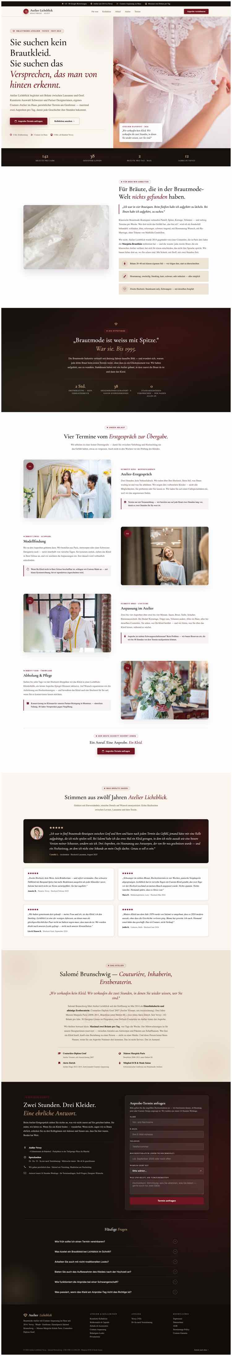 Brautmode, Beispielseite Webdesign Schweizer Mittelstand