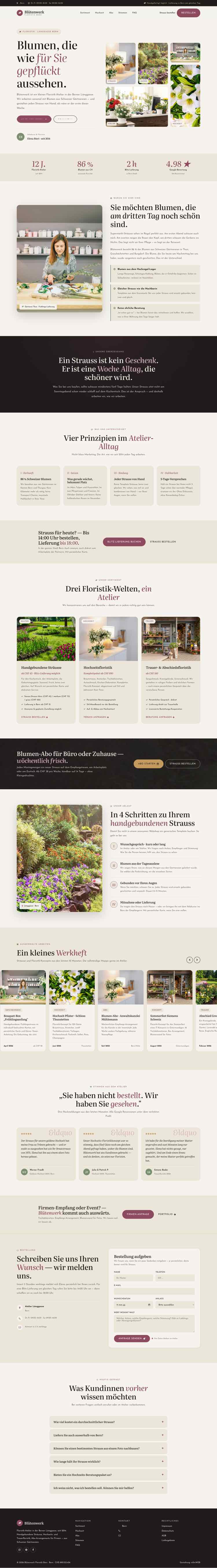 Floristik, Beispielseite Webdesign Schweizer Mittelstand