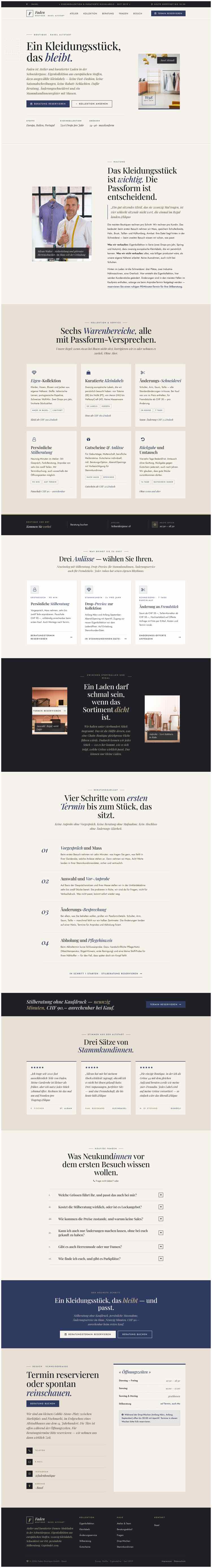 Mode Boutique, Beispielseite Webdesign Schweizer Mittelstand