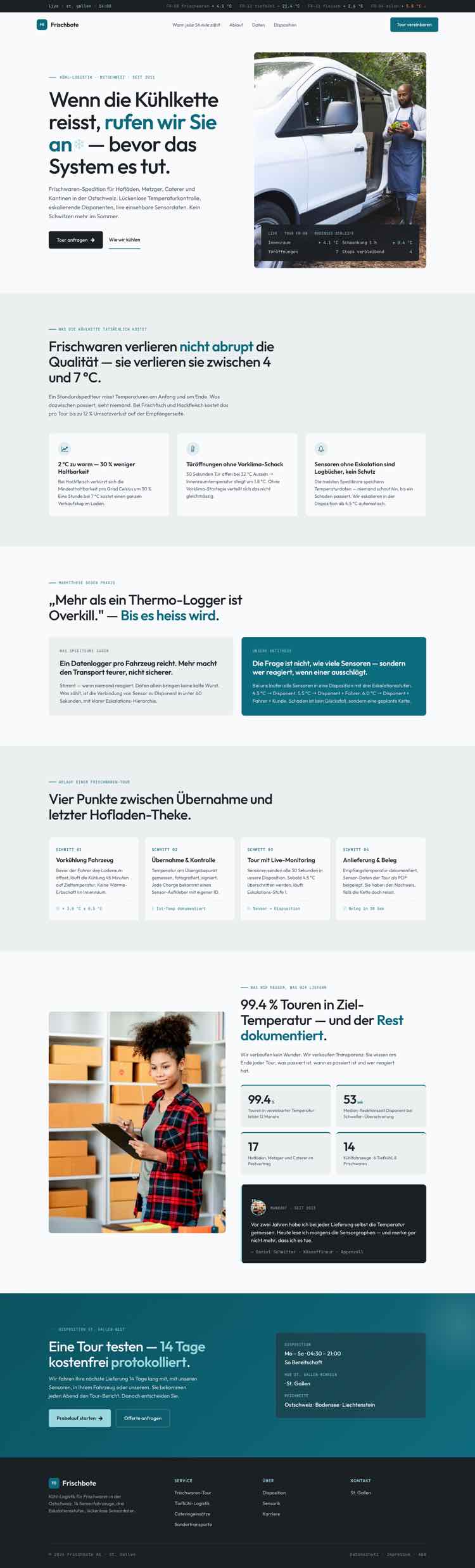 Kuehl Logistik, Beispielseite Webdesign Schweizer Mittelstand