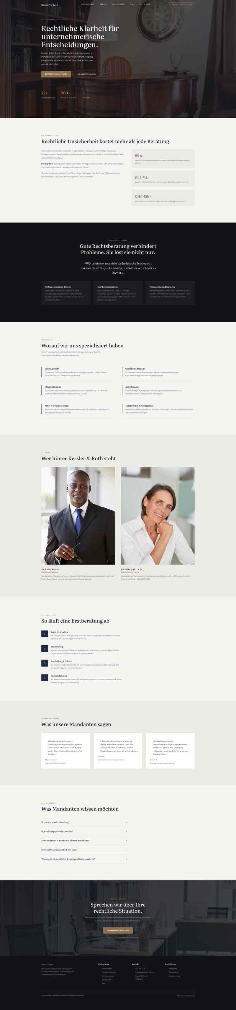 Seriöser Internetauftritt für Anwaltskanzlei mit Rechtsgebieten und Kontakt