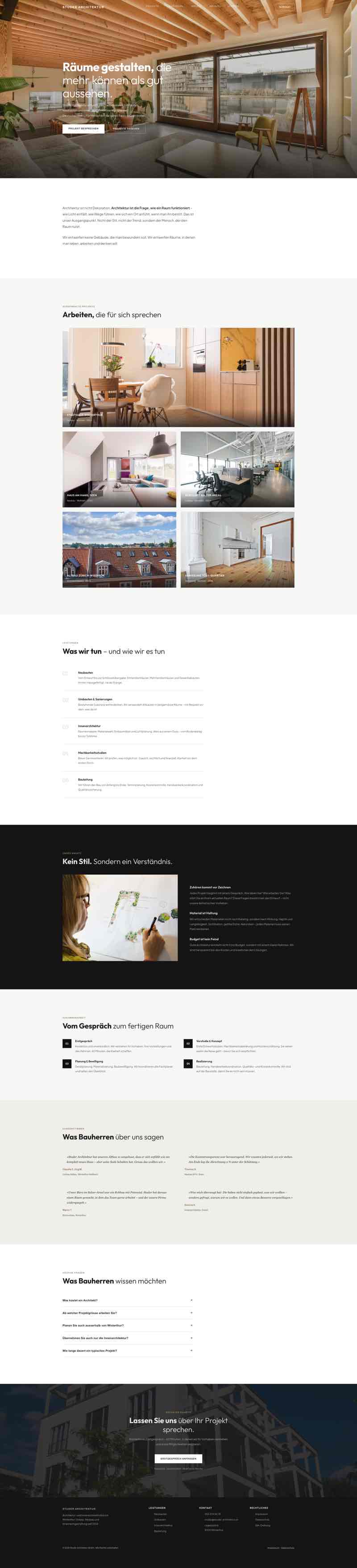 Ästhetischer Internetauftritt für Architekturbüro mit Projektgalerie und Leistungen