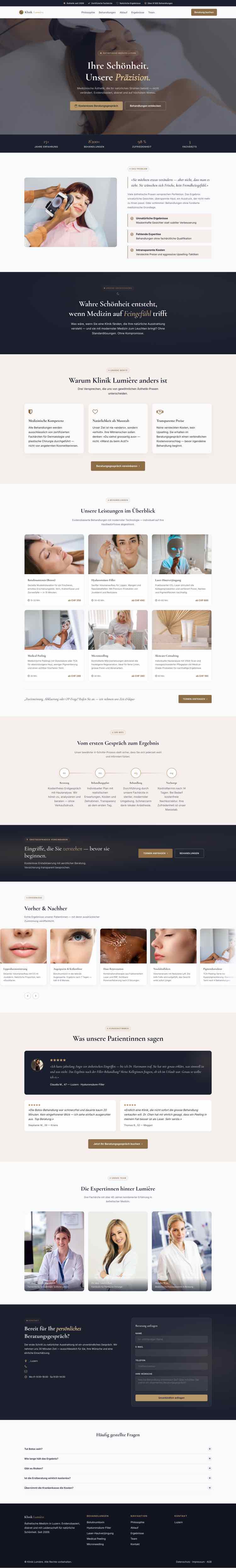 Ästhetische Klinik mit Fullscreen-Hero