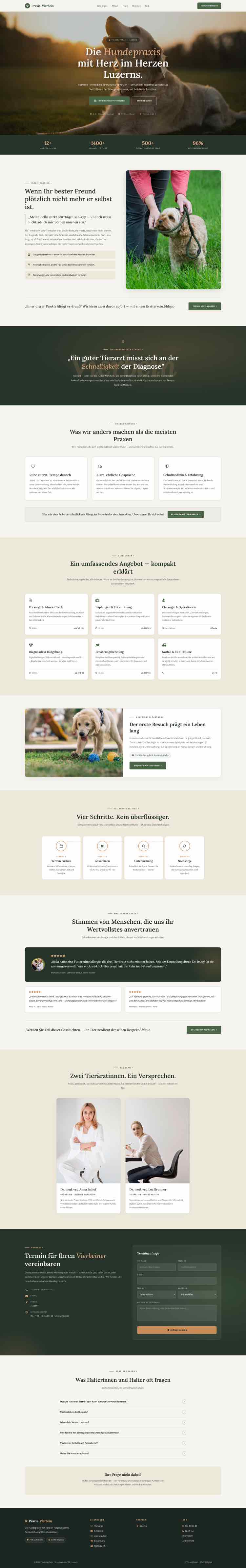 Tierarzt-Praxis mit Fullscreen-Hero