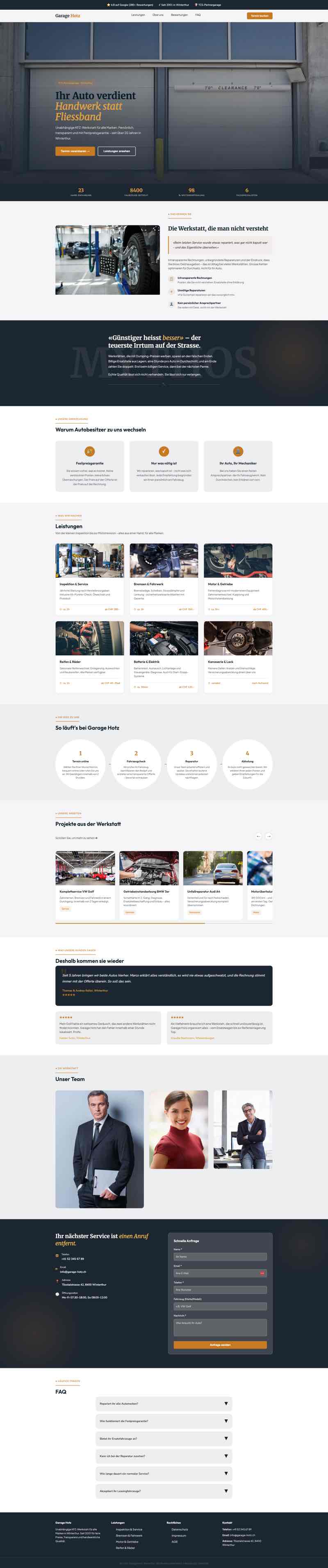 Professioneller Internetauftritt für Autowerkstatt mit Serviceangebot und Terminbuchung