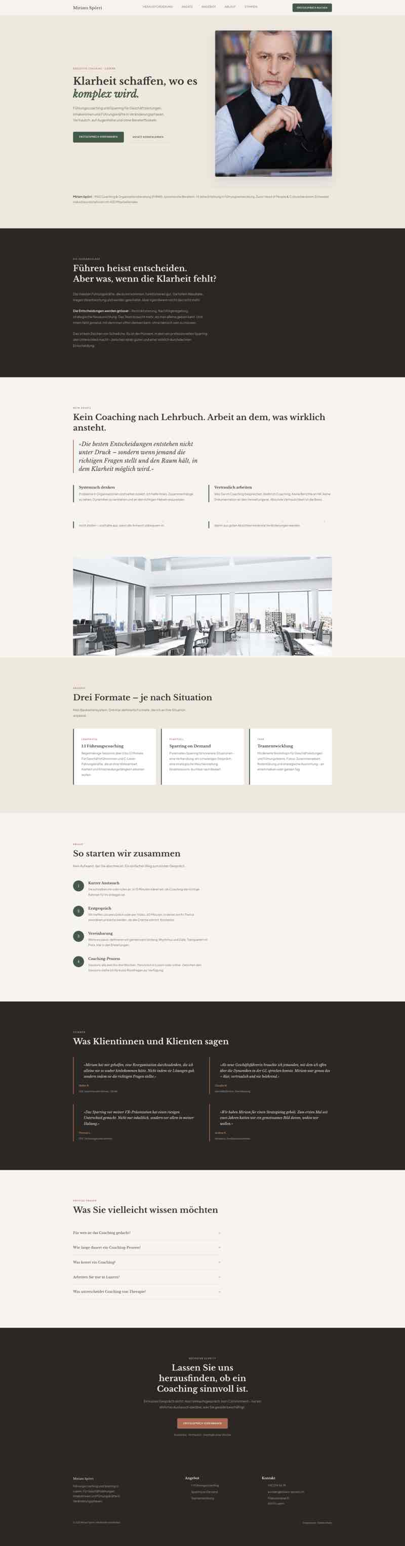 Authentischer Internetauftritt für Coach mit Angebotsübersicht und Erstgespräch