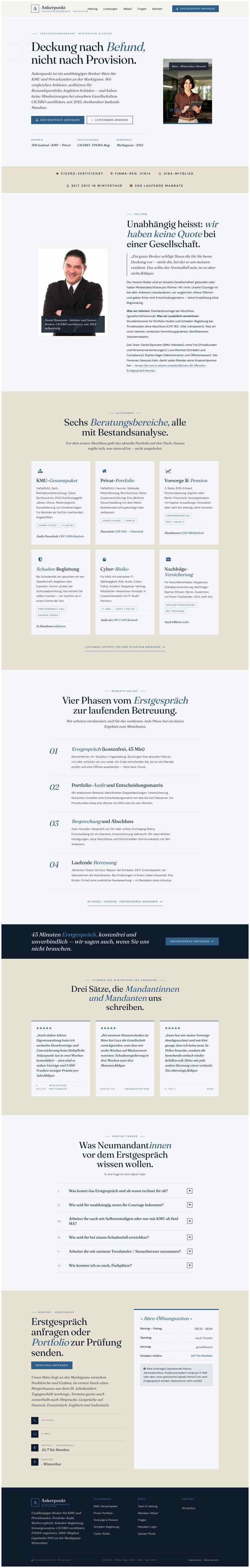 Versicherung Ankerpunkt mit Split-Hero