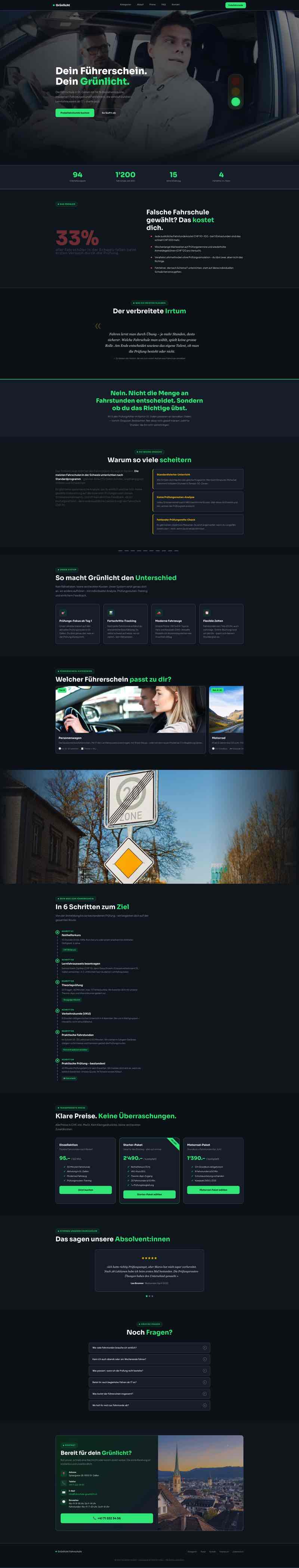Moderne Website für Fahrschule mit Kursangebot und Online-Anmeldung