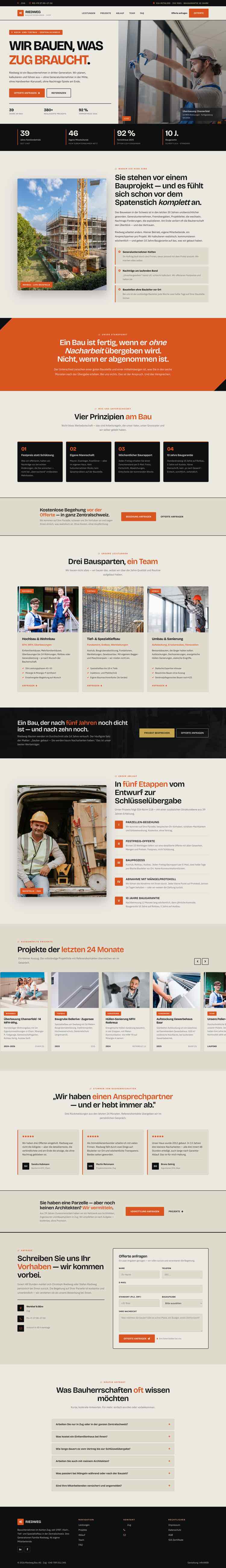 Bauunternehmen aus Zug, Beispielseite Webdesign Handwerk