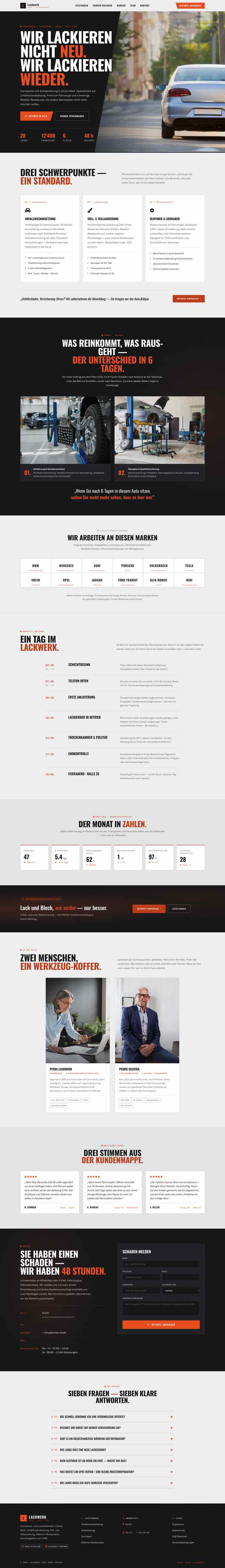 Carrosserie aus Zürich, Beispielseite Webdesign Handwerk