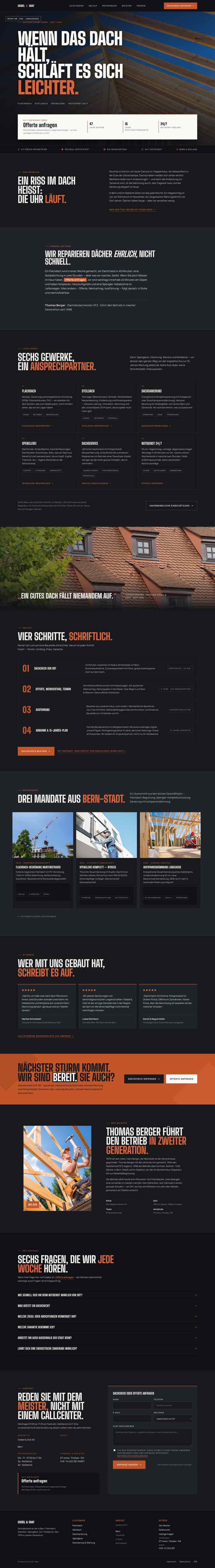 Dachdecker aus Bern, Beispielseite Webdesign Handwerk